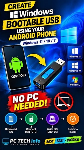 Create Windows Bootable USB Using Android Phone! 🔥 (No PC Needed)