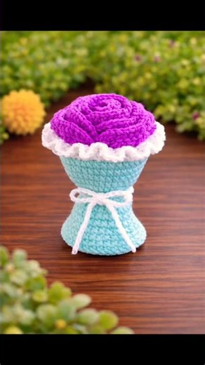 Mini Crochet Flower Bouquet 💐 #roseday #shorts #flowers #viral