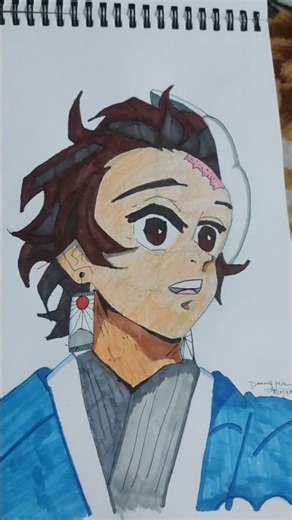 tanjiro 3 types drawing ll animedoodleden ll #shorts ll