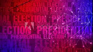 Voting for presidential election candidate election background, politics, and connected lines in presidential election text