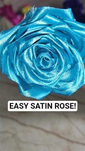 How to Make a Sky Turquoise Satin Ribbon Rose | Easy DIY Ocean Blue Flower Tutorial