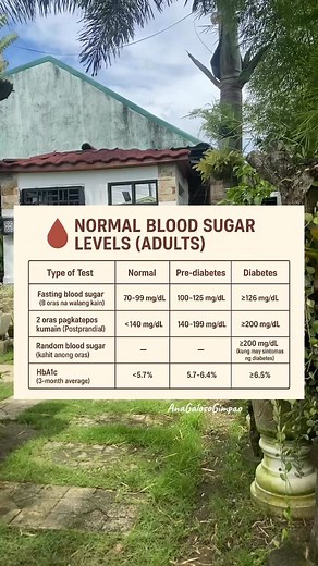 Normal Blood Sugar level ng Adult. #fblifestyle #reelsfypシ #trendingreelsvideo #fypシ゚ #tips Gavin and Family Vlogs | Ana Galoso Gimpao