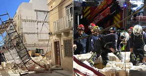 Building façade, scaffolding collapse onto Gżira street