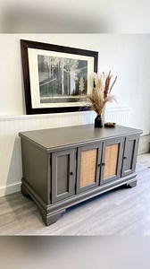 8.4K views · 339 reactions | This media console got a makeover! Check out this new color, Java, from Farmhouse Paint’s Evolution line. Want to try it? Use code REIMAGINE10 at www.farmhousepaint.com to save 10%. What do you think of the closed cane webbing? #furnitureflip #furnituremakeover #furnitureflipper #furnituretransformation #diy #upcycle #upcycledfurniture #farmhousepaint #paintedfurniture #paintingfurniture | Reimagine Furniture Design | Facebook