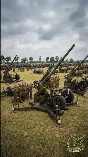3 7‑Inch Heavy AA Guns on Parade Chelmsford, Essex