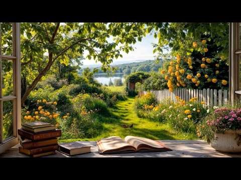 Birdsong and Lake Breeze Through a Spring Garden Window 🌿🌼 | Spring ASMR Ambience for Relax, Study