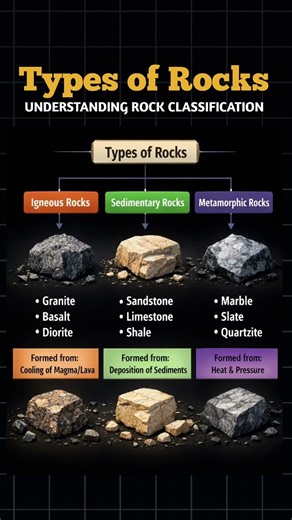 Types of Rocks| Igneous, Sedimentary & Metamorphic Explained in 3D| Civil Engineering Basics #shorts
