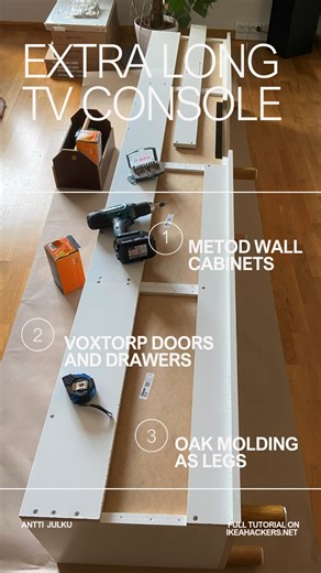 14K views · 11 reactions | When you can't find the sleek, low TV console you want, you make it from IKEA cabinets. How do you like this hack? Give it a Like! | Ikea Hackers | Facebook