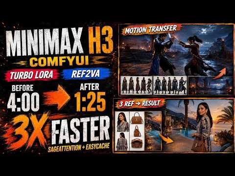MiniMax H3 ComfyUI Workflow: 3× Faster, Ref2VA & Turbo LoRA