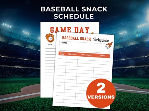 Baseball Snack Schedule, Game Day Snack Sign Up, Kids Sports Printable - Etsy