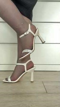 Elegant Evening Outfit Details | Grey Tights & Glitter Strap Sandals