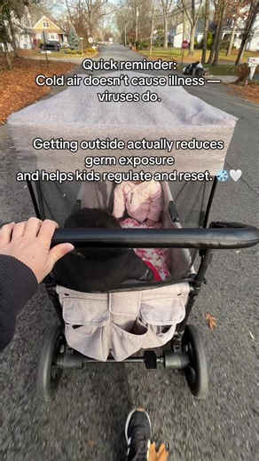 Walked to our church group today because sometimes fresh air is exactly what our kids need — it reduces germ exposure and helps them reset during winter wellness season ❄️ #momlife #holistichealth #crunchymom #momsoftiktok #toddlermom