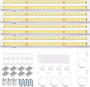 FOXGARDEN Grow Lights for Indoor Plants, 1FT 32w (4×8W) Full Spectrum LED Plant Growing Lamp, Grow Light Strip, Plug and Play, Separate Switch, 4-Pack