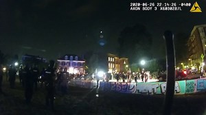 RPD Officer Shot by a Paintball Gun: This is video recorded by a Virginia State Police Trooper’s body-worn camera of an RPD officer who went down when shot by a paintball gun last night. He was the first officer injured that night during the protest at the Lee Monument. He will recover. | Richmond Police Department