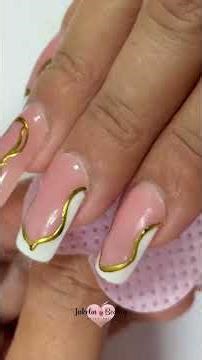 💕French Manicure with Mirror Effect Lines💅 #frenchmanicure