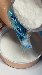 1.7M views · 10K reactions | blue nails with blue foil and blue sugar on top #bluenails #longnails #foilnails | Sarah's Nail Secrets | Facebook