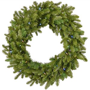 Fraser Hill Farm 36-in. Grandland Artificial Holiday Wreath with Multi-Colored Battery-Operated LED String Lights - Walmart.com