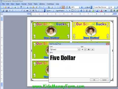 Create Kids Play Money Templates Using Word - PART 2