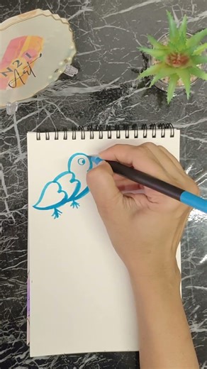 Cute Bird Border Design Idea 🐦💙Easy Aesthetic Front Page Idea#Shorts #AestheticNotes #NotebookDesign