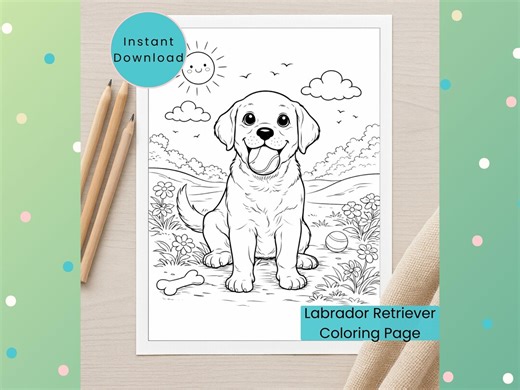 Labrador Retriever Coloring Page: Labrador Retriever Activity (PNG Digital Download) Fun Coloring Sheet for Kids, Teens, and Adults - Etsy