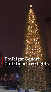 The lights on the Trafalgar Square Christmas tree have officially been switched on. 📲 More on the history of the tree: http://bbc.in/3ijB4VY | BBC London