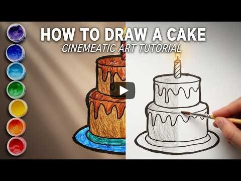 ✏️ How to draw a cute birthday cake step by step 🎂💖