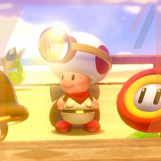 Collecting Power-ups as Captain Toad Breaks Super Mario 3D World