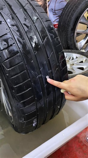 A small nail helps you repair the tire quickly. #repairtires #tire #cartools #mechanic #fyp