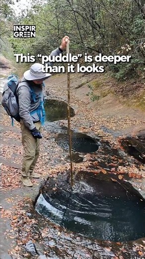 This “Puddle” Is Actually a Deep Rock Shaft