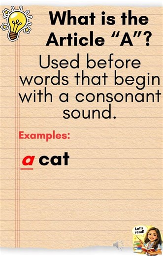 Learn English_What is the Article “A”?