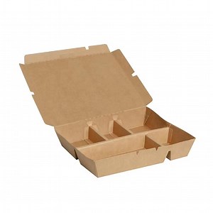 [Hot Item] Biodegradable 5 Compartments Bento Kraft Paper Lunch Box with Window