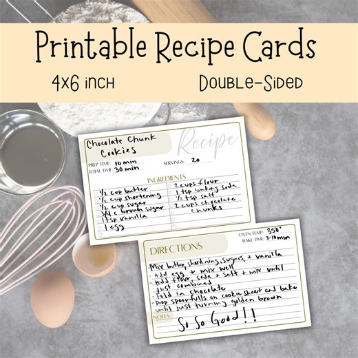 Printable Recipe Cards 4x6 | Blank Recipe Card | Instant Download | Kitchen Organizer | Printable Recipe Binder - Etsy Canada