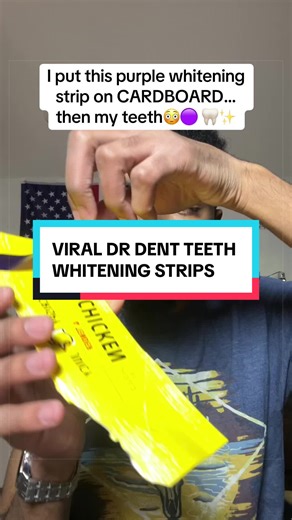 Testing Purple Whitening Strips on Cardboard