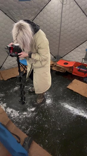 1.9M views · 1K reactions | Never drilled a hole in the ice when the ice is practically clear and you can see the water below it!! It was wild! #icefishing #barbiegoesfishing #icehole | Alyse Schroeder | Facebook