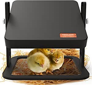 Innoland Chicken Brooder 10" x 10" Brooder Plate, Adjustable Height & Angle, Chicken Heat Lamp for Hatching Chicks or Ducklings, High Efficient 13W Chick Brooder Box Warms Up to 15 Poultries