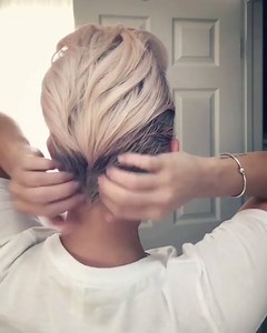 Faux Hawk Hair Tutorial :O Sarah starts with wet hair and used her Power Dry.Me to cut her blow dry time. Next up she added a good amount of mousse to the sides and worked some into her roots on top. Using a comb, she created 2 waves on the sides to give it a flat/pulled back look- make sure you do not blow dry the sides too high or it will lose the shape! Once the sides are set, get working on the top volume- She blow dried her hair in sections to make sure she got each piece as high as it coul