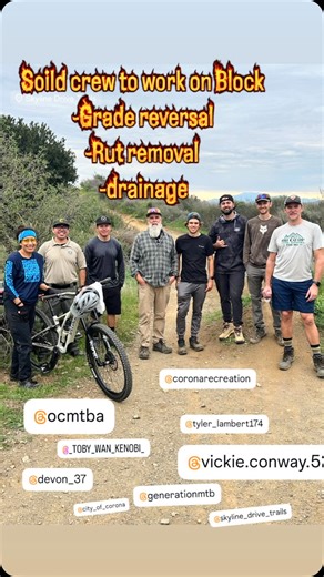Skyline_Drive_Trail_Camera on Instagram: "There are more ways to recreate. Today Corona residents working hand to shovel with The City of Corona staff to enhance our MTB experience on Block. Thanks to OCMTBA for helping and for donating 2 McLoeds to Corona MTB👍"