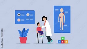 Boy to see Doctor - Character professional physician on workplace cartoon animation