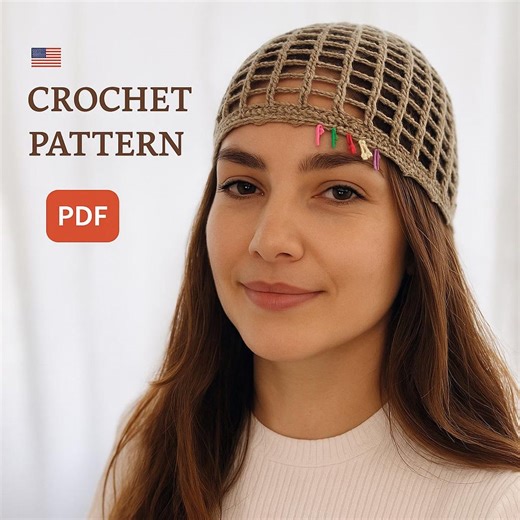 Skull Cap Crochet Pattern,boho Mesh Hair Net- Unisex Crochet Head Wrap - PDF Instant Download - Etsy