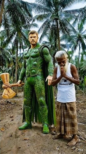 Thor with Stormbreaker | Amazing Coconut Leaf Craft 🌿⚡ Handmade Leaf Art #shorts