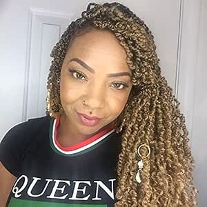 YEBO Spring Twist Hair 4 Packs Spring Twists 8 Inch Crochet Braiding Hair Ombre Colors Synthetic Hair Extensions 30 Strands/Pack, 110g/Pack(#27,8Inch)