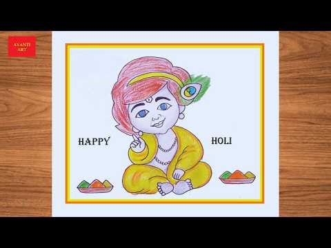 Happy Holi Drawing || Creating a Colorful Holi Festival Drawing Step-by-Step Tutoria || Happy holi