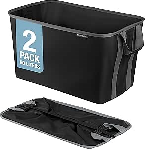 CleverMade Collapsible Laundry Basket 2 Pack – 60L (16 Gal) Foldable Clothes Hamper with Reinforced Handles, Space Saving Fabric Laundry Bin, Holds 55 lbs, Flat Folding for Home & Travel - Black