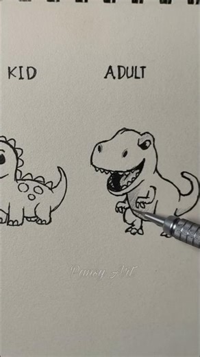 Dinosaur drawing young, kid and adult #howtodraw #art #dinosaur #dinosaurdrawing #sketch #ytshorts