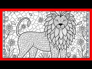 Color by Number Lion Mane Mosaic Art Floral Background Happy Color by Number app #coloringbook