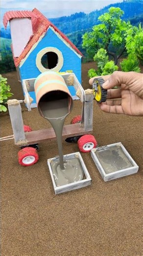 Mini Construction Cement Mixer DIY Smooth Pouring Viral Video Pillar Baige 💪