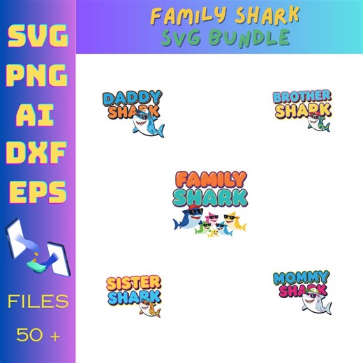 Family Shark Svg Bundle | Baby Shark Family Clipart | Cute Shark Svg Png Ai Dxf Eps | Kids Shirt & Party Design - Etsy Canada