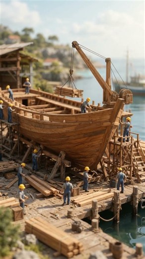 How a Tiny Wooden Ship Is Built! 🚢🪵 | Miniature Shipyard #miniature