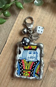 King of Spades soldered glass charm pendant