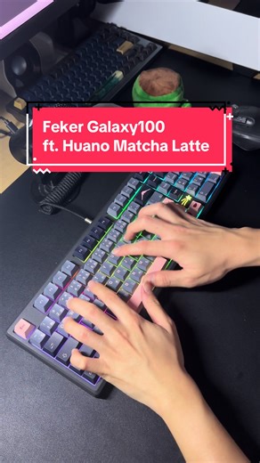 A super cool custom keyboard with a numpad! Featuring hand-lubed Huano Match Latte linear switches, wireless connectivity, as well as a fully aluminum 98% frame, this brand new keyboard is perfect for all numpad lovers! Get this keyboard today when you visit keyboard_boi on carousell! #fekergalaxy100 #huanomatchalatte #thockykeyboard #asmr #typingasmr